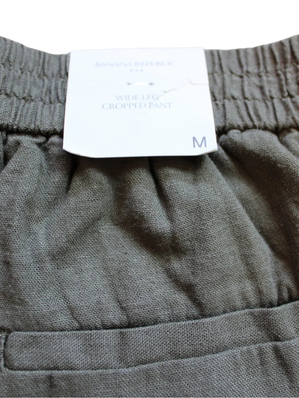 Banana Republic Wide Leg Crop Pants Olive Green Linen Blend Trousers Women’s M
